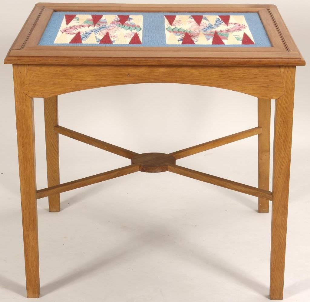 Oak Games Table, 20th, sliding top (1 of 5)