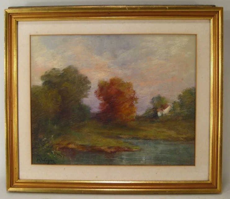 Marie Weger, Gr/Am, Two Autumn Landscapes, o/b (1 of 9)