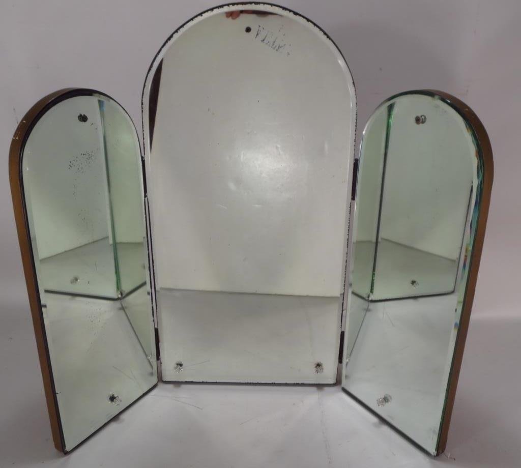 Art Deco Folding Bureau Mirror,20th C., arched top (1 of 4)