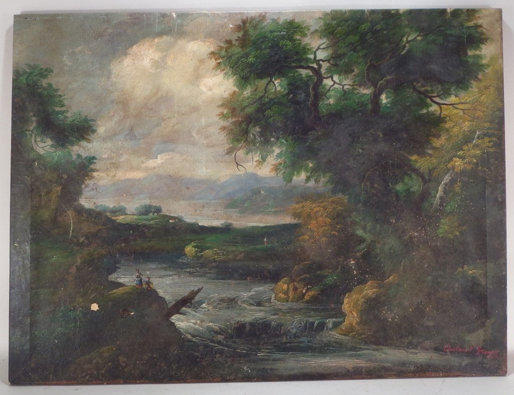 Gustav V. Groger, 1875-?, Landscape w/Figures (1 of 7)