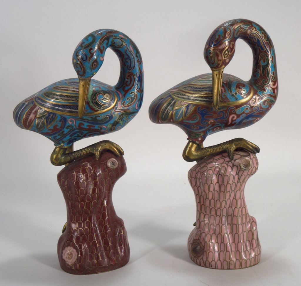 Pair of Chinese Cloisonne Bird Figures, 19/20th C. (1 of 6)