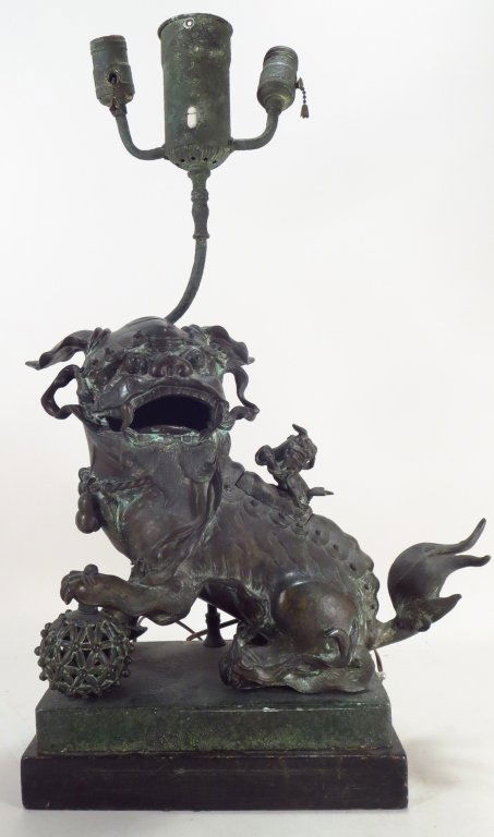 Chinese Fu Dog Censer, Mounted as Lamp (1 of 7)