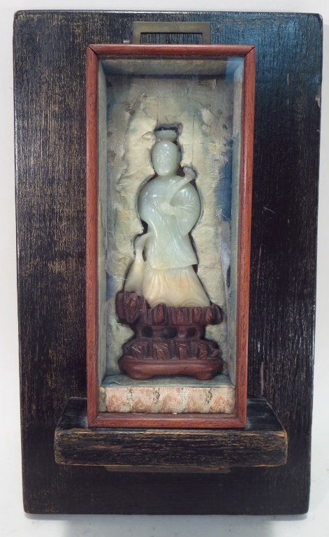 Guan Yin Chinese Jade Figure, box framed (1 of 7)