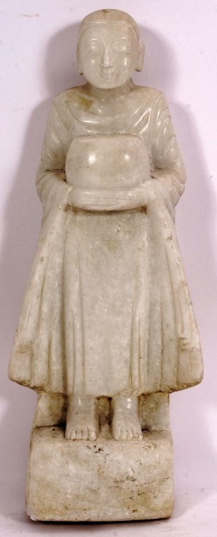 Marble Sculpture of a Buddhist Monk with Bowl (1 of 8)