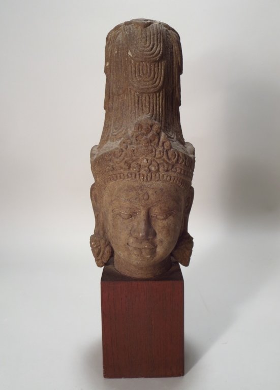Carved sandstone deity Southeast Asian (1 of 8)