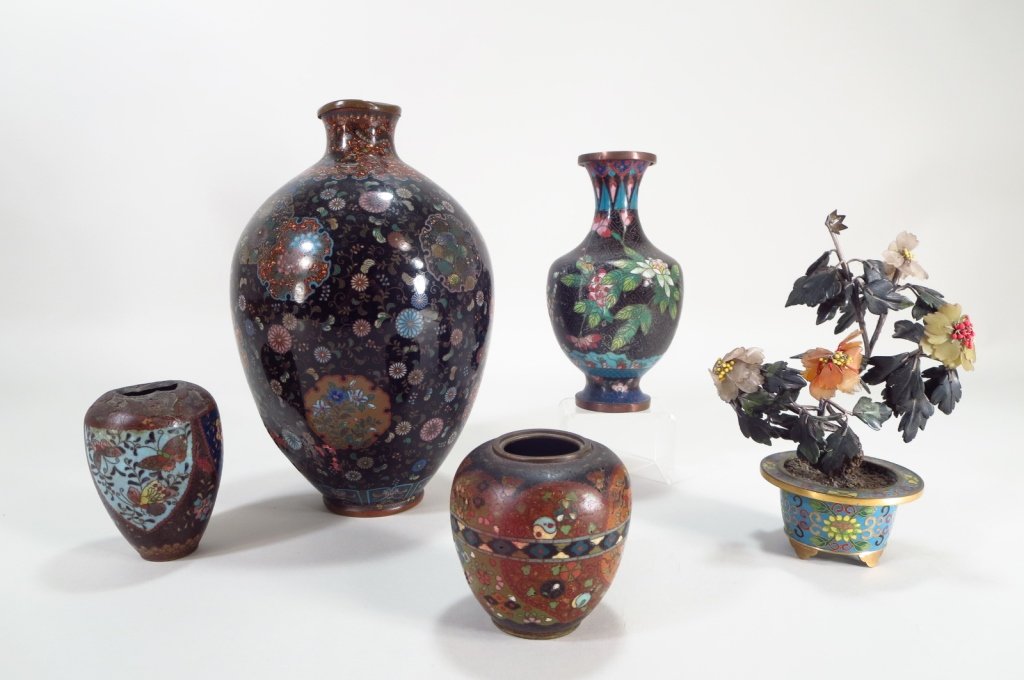 Five Chinese Cloisonne Vases (1 of 8)