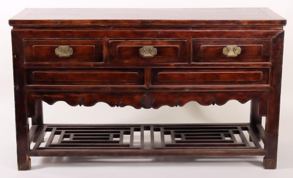 Chinese Console Cabinet with 3 Drawers. (1 of 7)