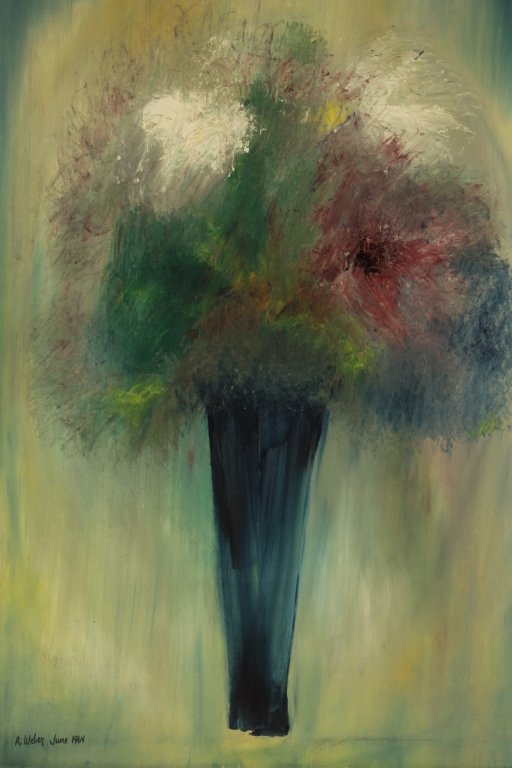 Arnold Weber, Abstract Flowers in Vase, O/C (1 of 5)