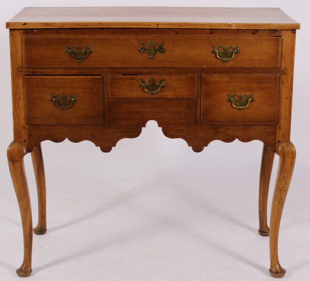 Queen Anne Cherry Lowboy, Am., 18th c. & Later (1 of 8)