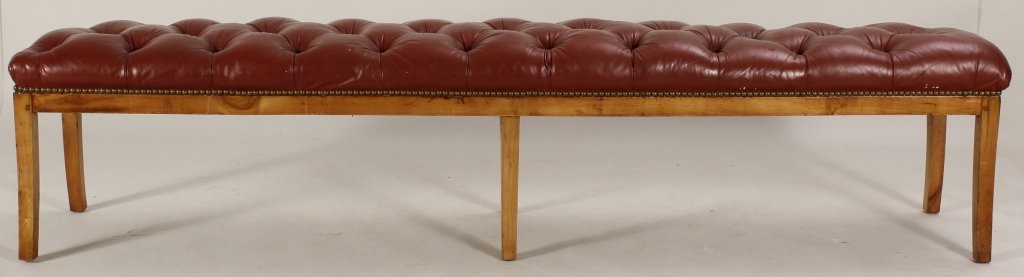 French Directoire Tufted Leather Bench, c. 1790 (1 of 8)