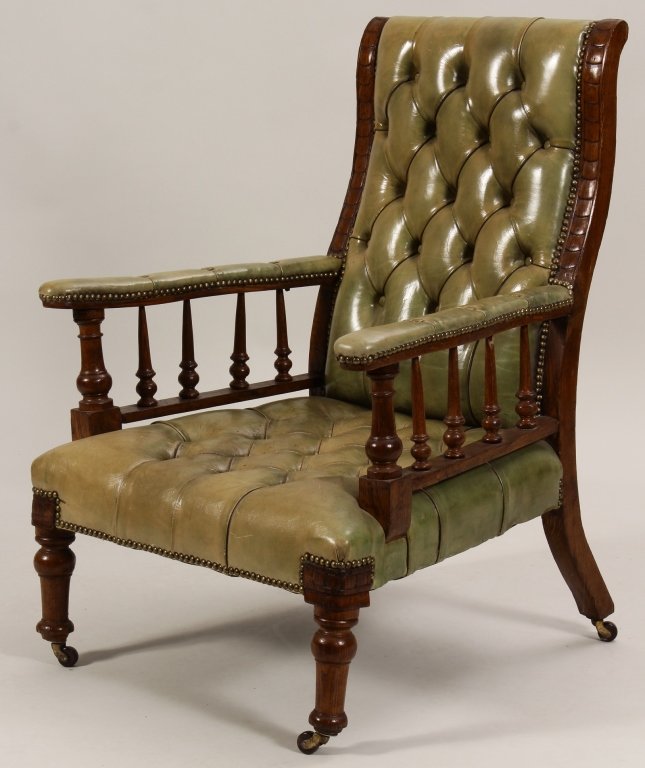 English Leather Library Chair, 19th C. (1 of 5)