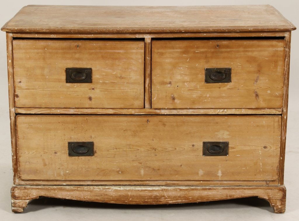 English Stripped Pine 3 Drawer Chest,  e. 19th c. (1 of 7)