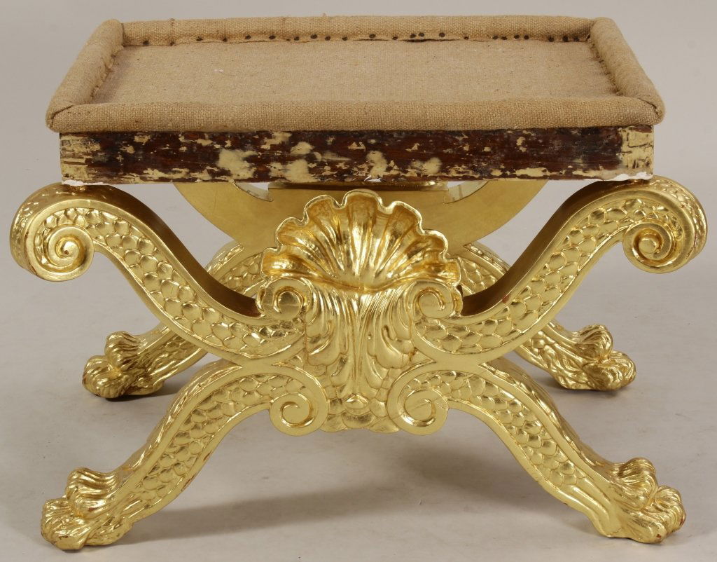 George II Style Carved Giltwood Stool (1 of 4)
