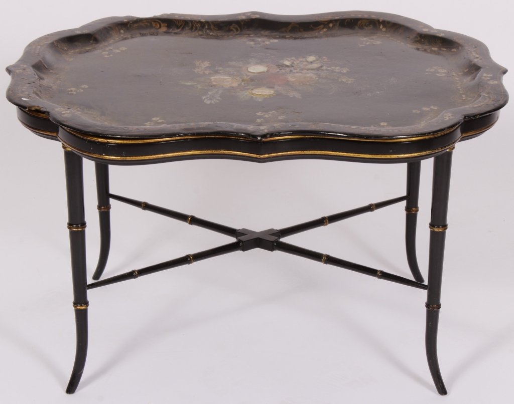 English Paper-Mache Tea Table, Late 19th C. (1 of 7)