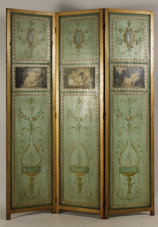 Adam Style Paint Decorated 3 panel Screen (1 of 6)