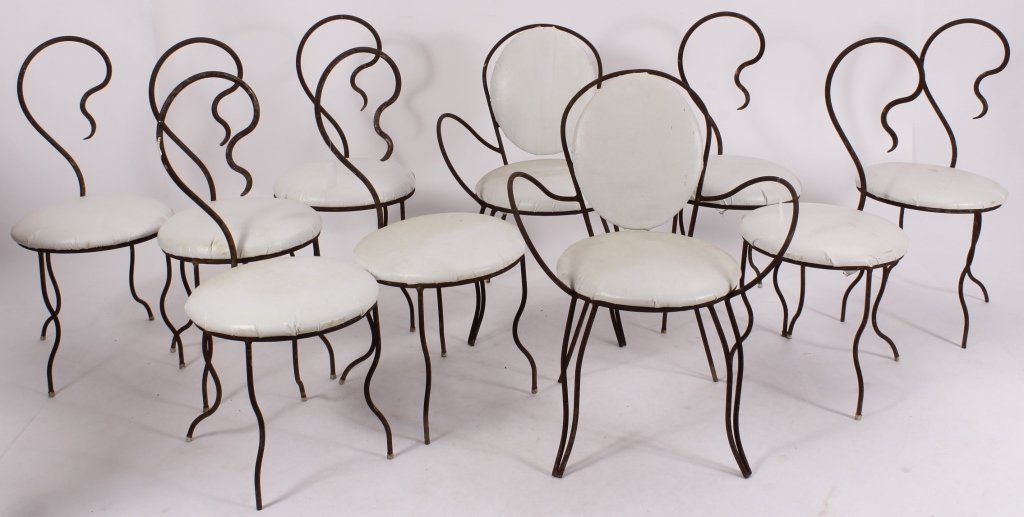 10 French Art Deco Iron Garden Chairs, 8 & 2 arms (1 of 7)
