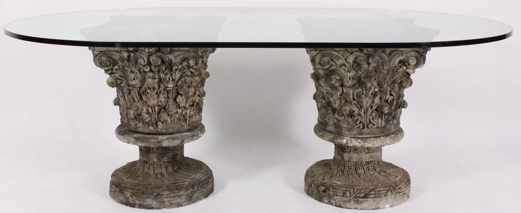 Glass Top Dining Table on Corinthian Pedestals (1 of 7)