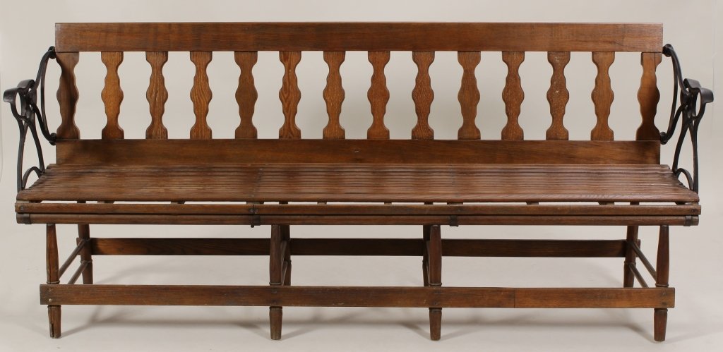 Vintage Iron and Wood Reversible Railway Bench (1 of 8)