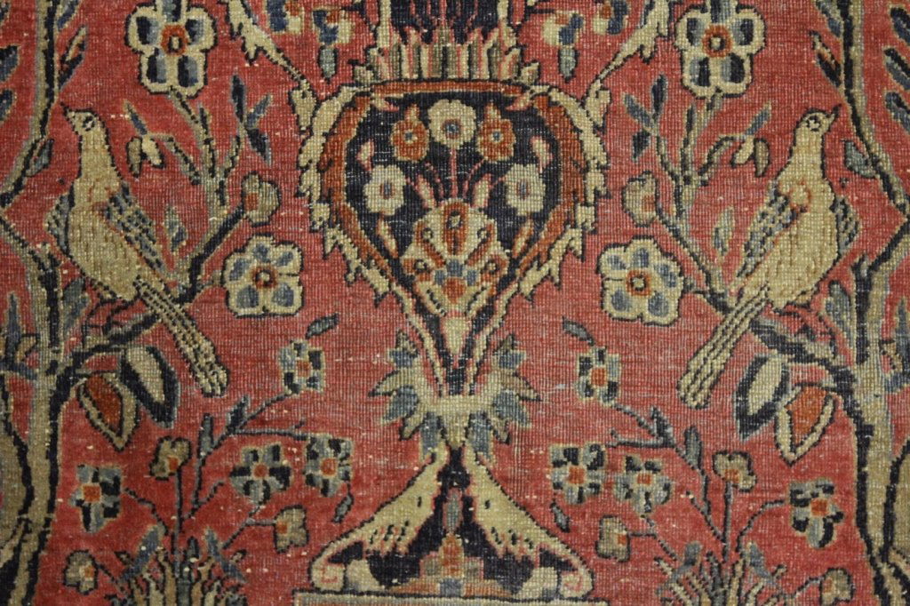 Persian Rug; Red Ground w/ Birds (1 of 8)