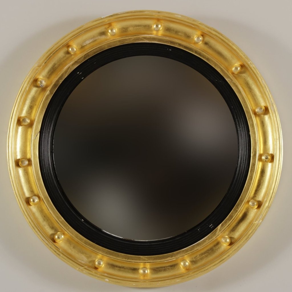 Regency Style Round  Gilt Wood Convex Mirror (1 of 5)