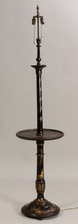 Regency Style Chinoiserie Floor Lamp with Table (1 of 5)
