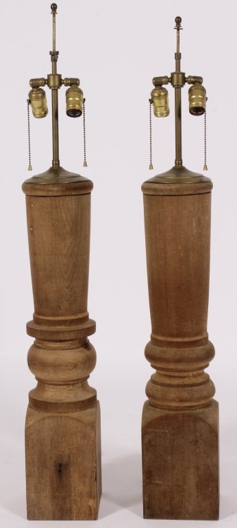 Near Pr. of Large Wood Columns Lamps (1 of 5)