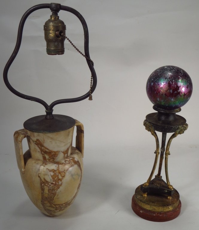 19th c. Urn Lamp & Gilt Bronze Mounted Glass Orb (1 of 8)