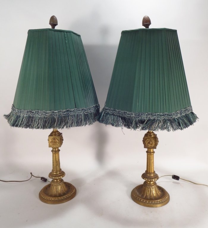 Pair of Gilt Bronze Louis XVI Style Table Lamps (1 of 4)