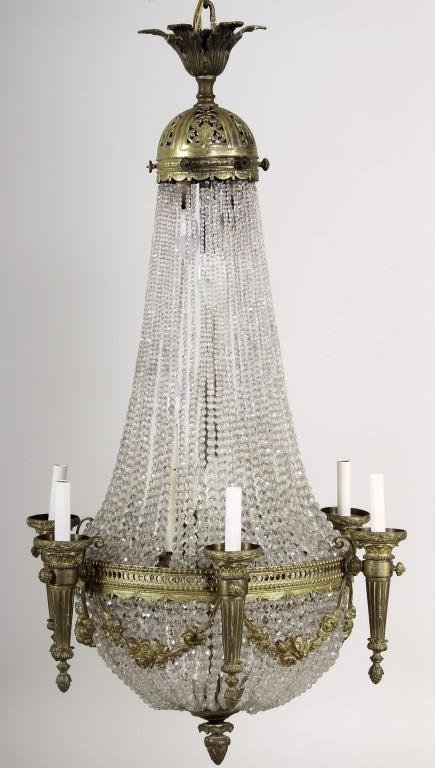 Empire Gilt Bronze and Crystal Chandelier (1 of 8)