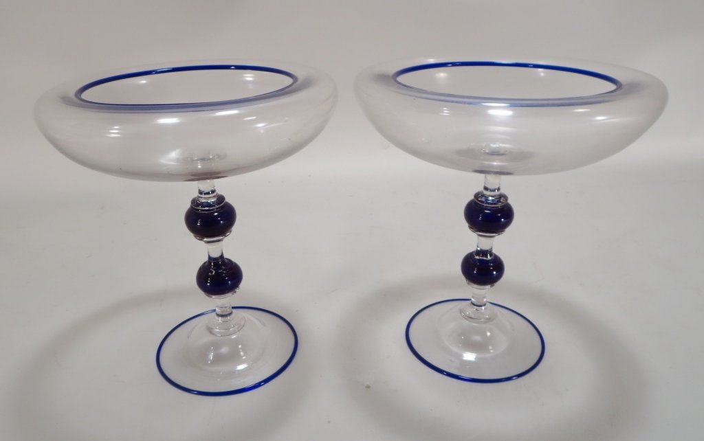 Pair of Italian Glass Compotes, 20th (1 of 5)