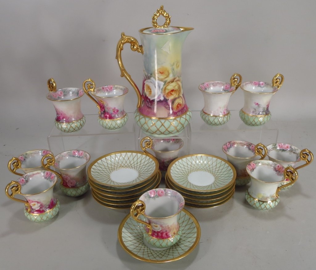 Hand Painted Limoges Chocolate Service for 12 (1 of 6)