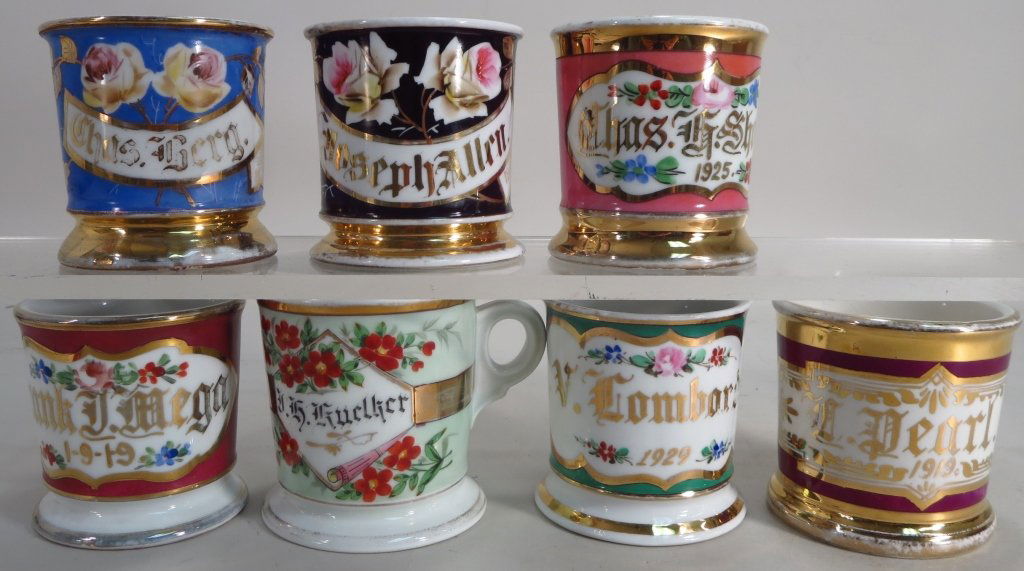 Group of Six Dated Shaving Mugs. (1 of 8)