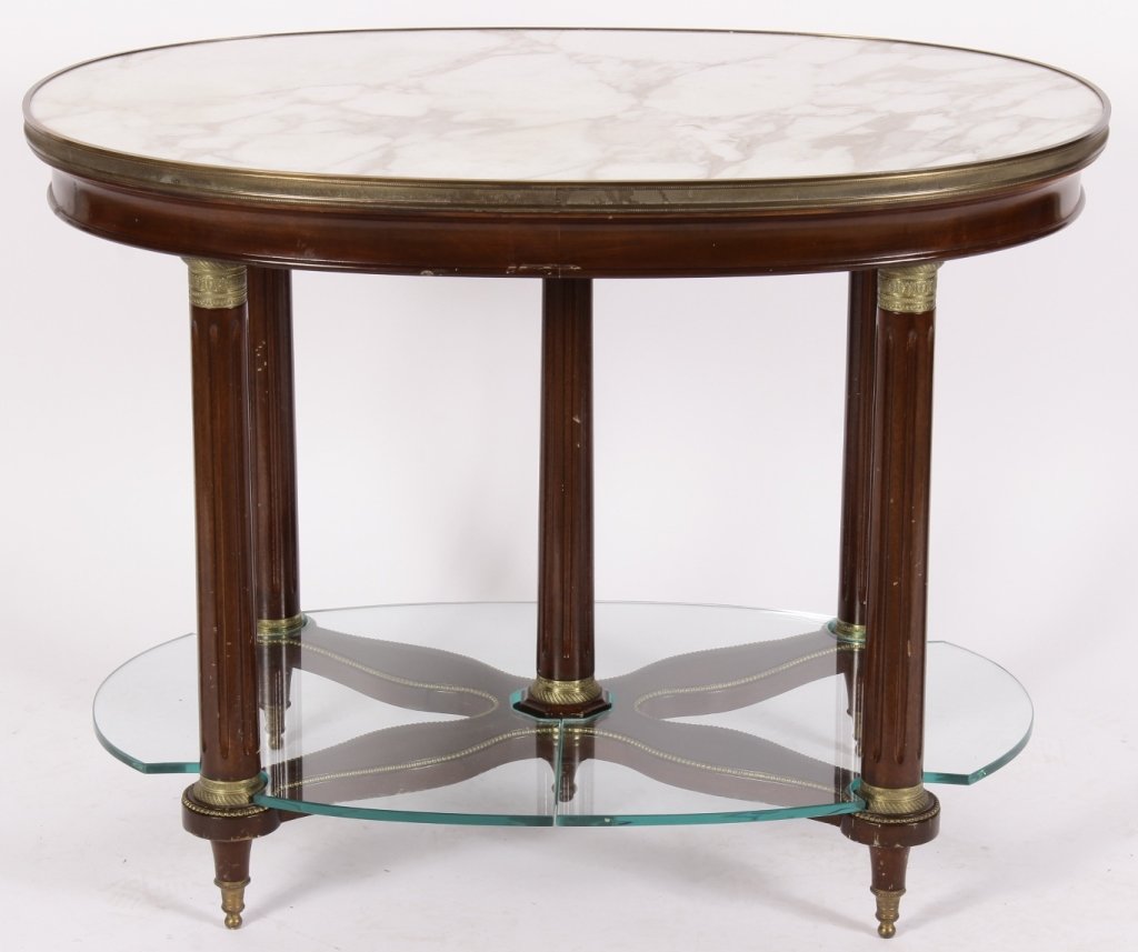 Fr. Directoire-Style Marble & Bronze Oval Table (1 of 5)