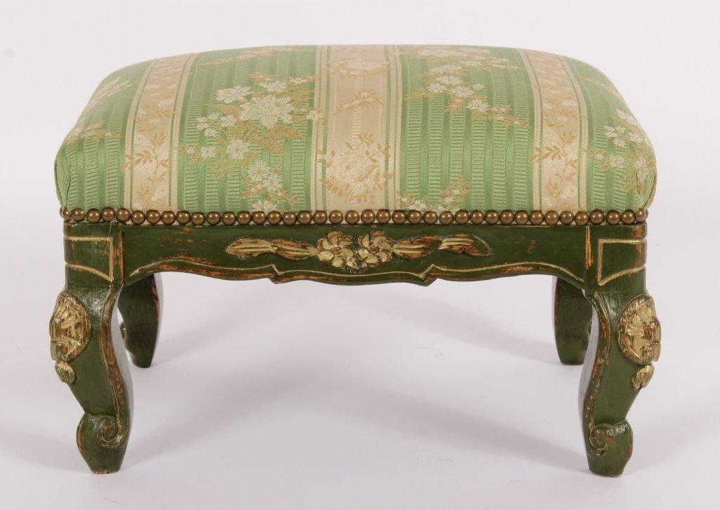Louis XV Style Footstool, Carved & Painted (1 of 5)