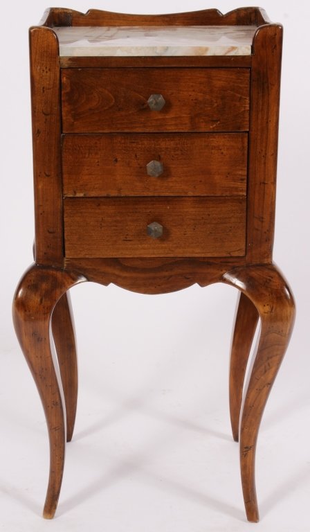 Diminutive French Marbletop 3 Drawer Side Table (1 of 7)