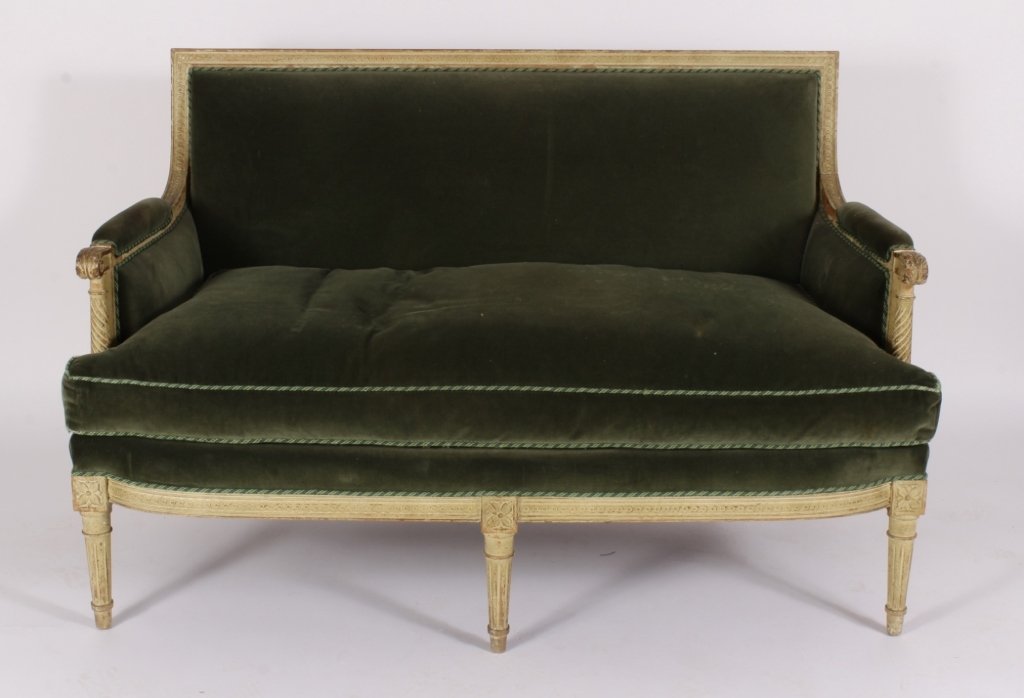 Louis XVI Style Settee, Velvet Upholstery (1 of 6)