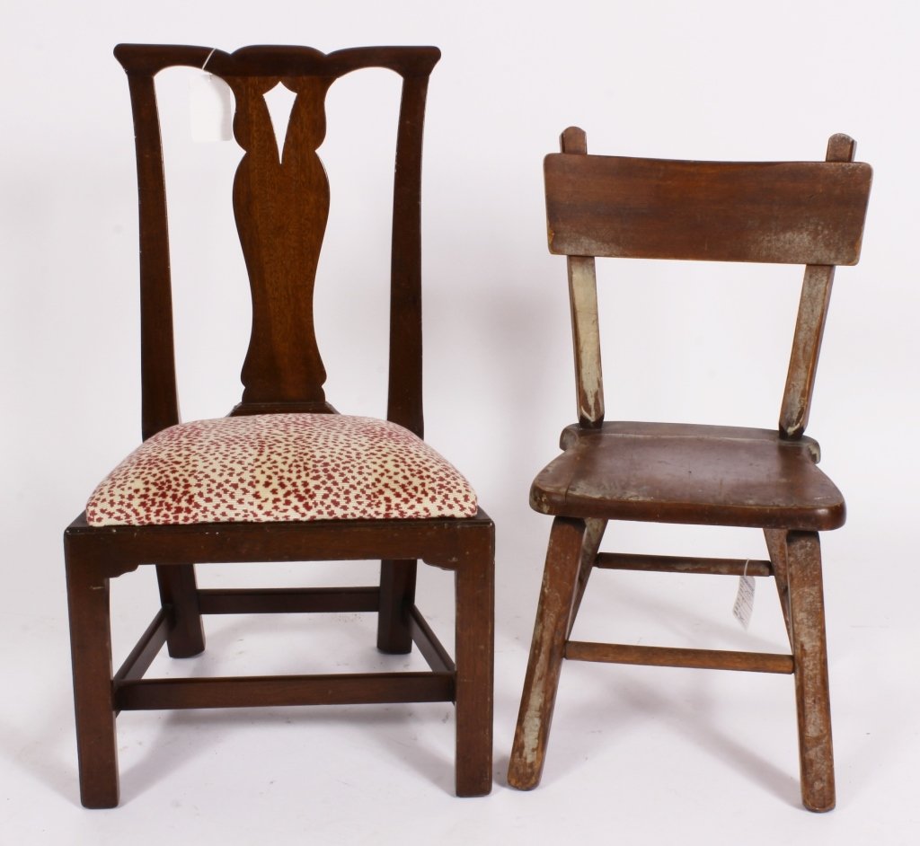 2 Childrens Chairs; Mahogany Chippendale & Country (1 of 4)