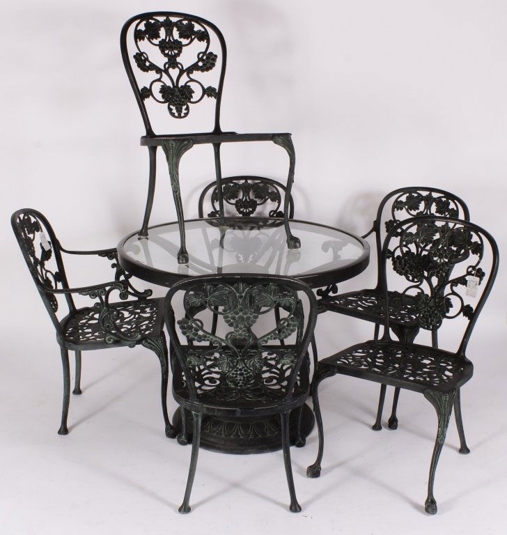 7 Pc. Faux Bronze Garden Set Chairs & Table (1 of 6)