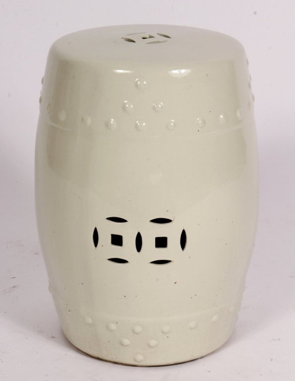 Chinese Garden Stool, Ivory Glazed, 20th c. (1 of 4)