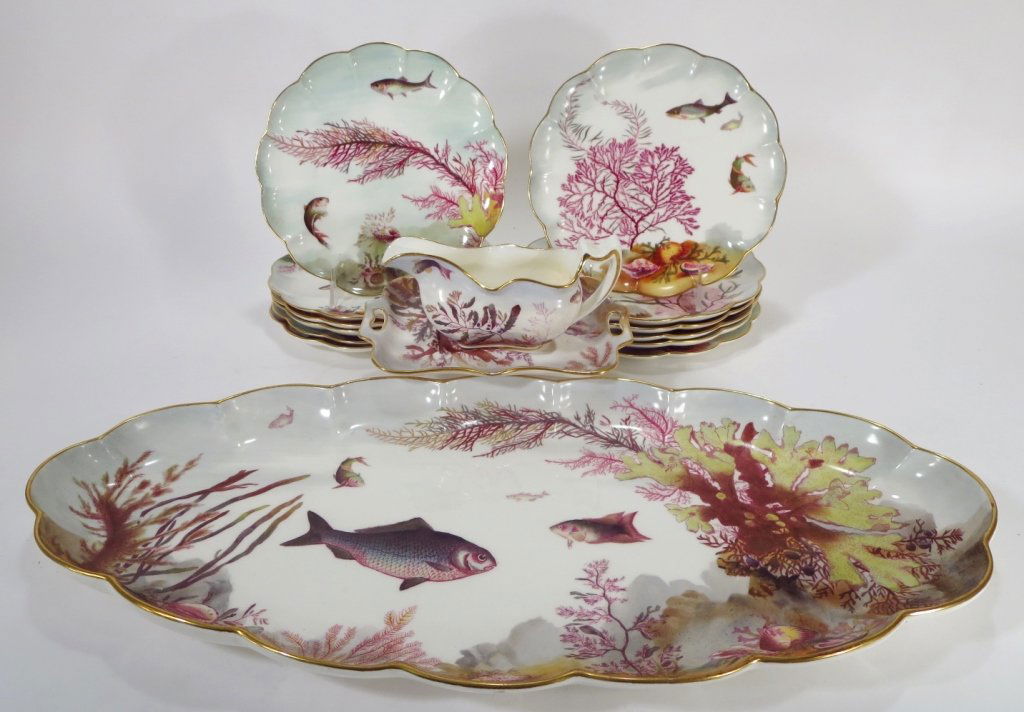 JG Stoke English Porcelain Fish Service (1 of 6)