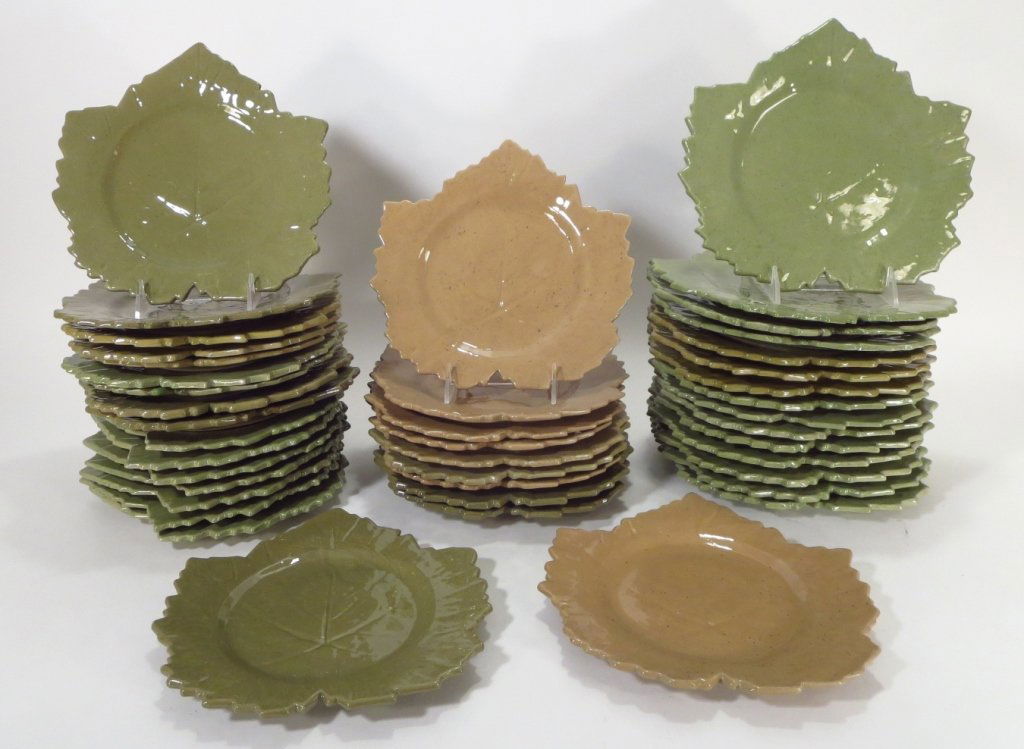 Group of 42 French Ceramic Leaf-Shaped Plates (1 of 6)