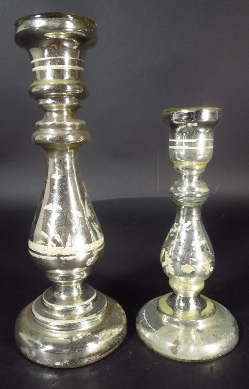 Two Mercury Glass Candlesticks (1 of 6)