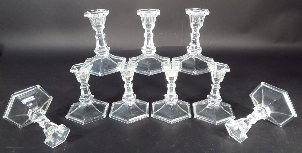 Group of 9 Glass Candlesticks (1 of 3)