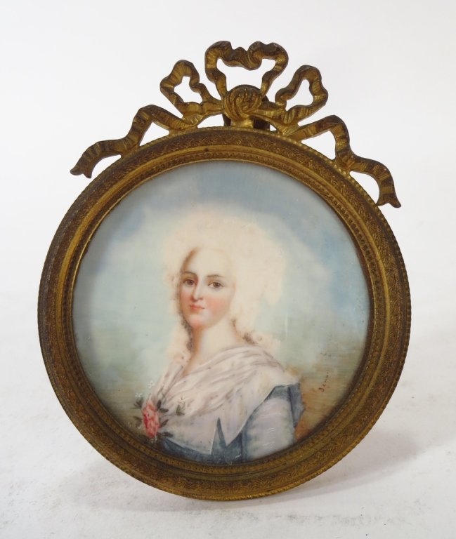 French Portrait Miniature of a Lady, Signed. (1 of 5)