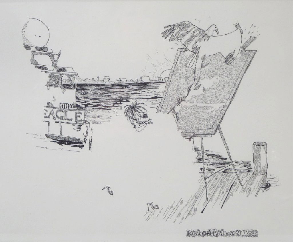 Michael Arthur, Am., Contemp., Pen & Ink, Florida? (1 of 7)