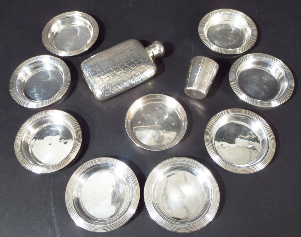 Christofle; Sterling Flask and Silverplate Items (1 of 7)