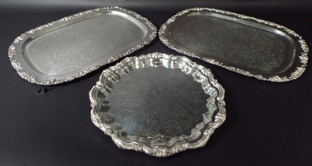 Three Silverplate Serving Trays (1 of 6)