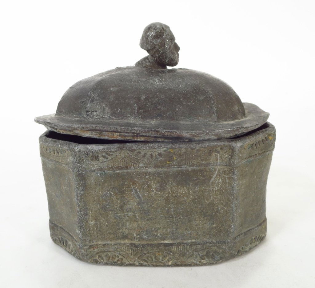 Lead Tobacco Box, c. 1750,  with Head of Slave (1 of 6)