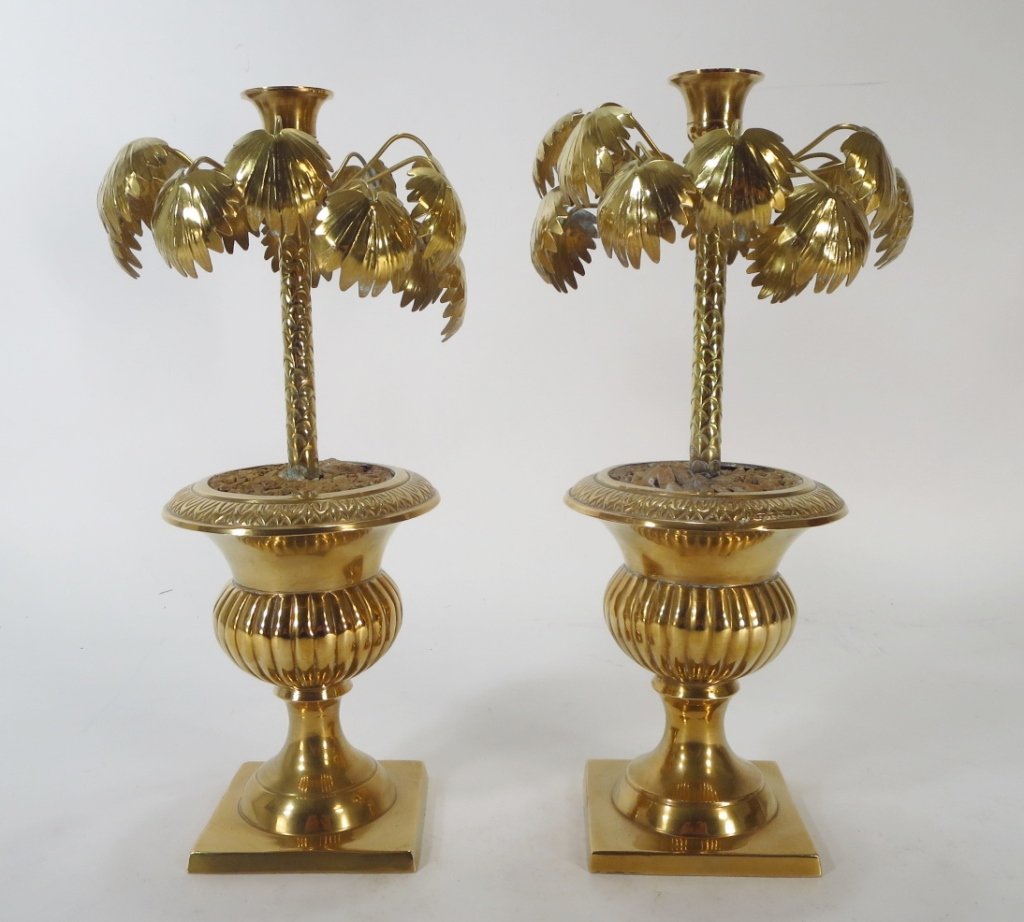 Pair of Brass Urn Form Candle Holders (1 of 6)