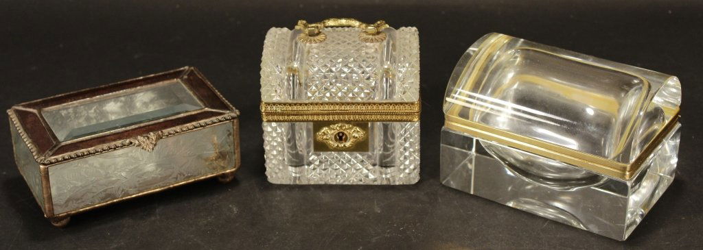Three Decorative Glass Boxes with Metal Trim (1 of 6)